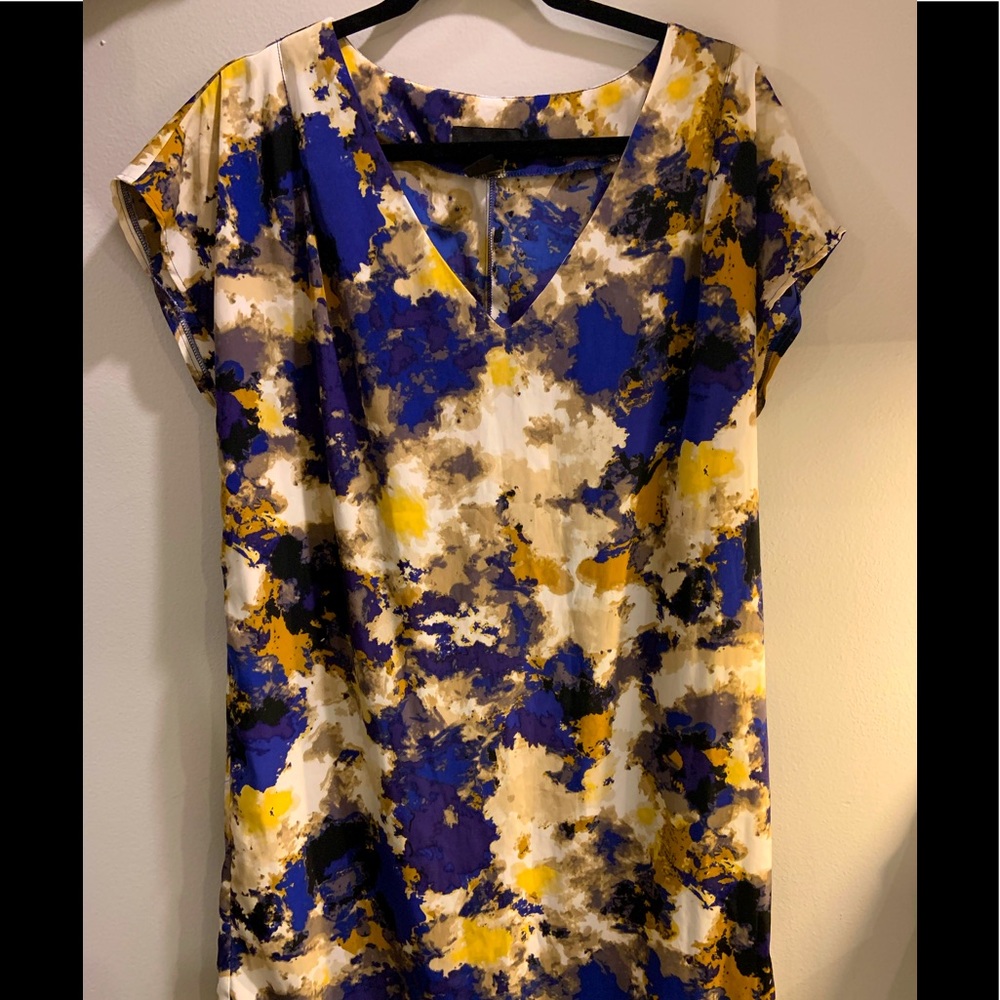 Women’s Large Silk Tie Dye Dress Blue & Gold
